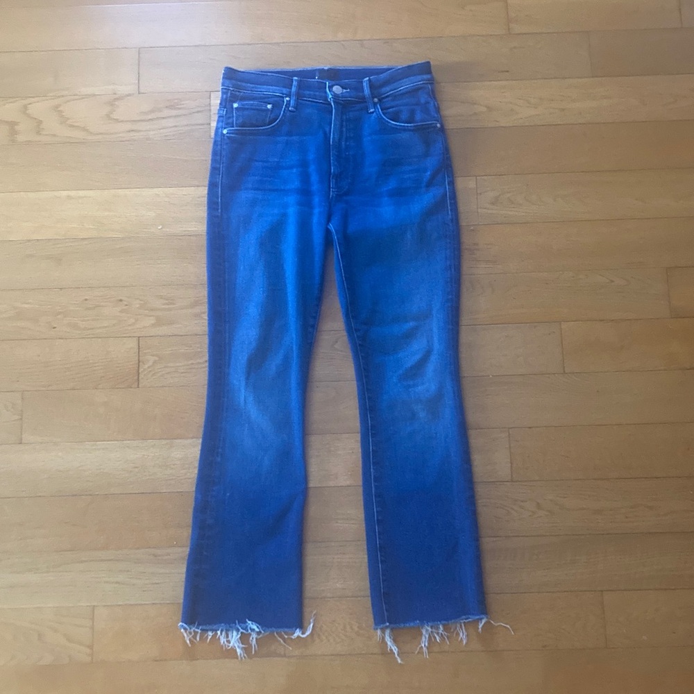 MOTHER Dark Blue Flare Crop Jeans